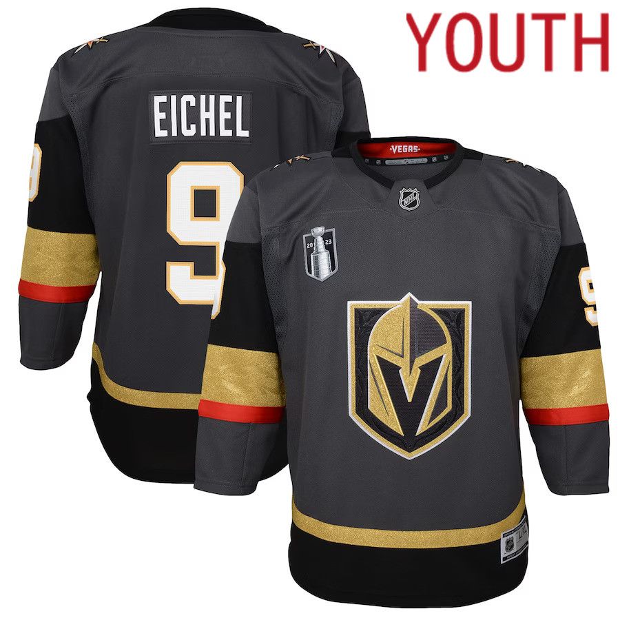 Youth Vegas Golden Knights 9 Jack Eichel Black 2023 Stanley Cup Final Alternate Premier Player NHL Jersey